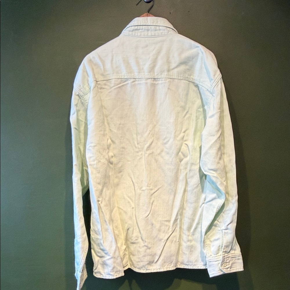 Carhartt WIP Neon Green Linen-Blend Zip-Up Rainier Shirt Jacket - Picture 7 of 7